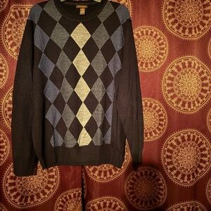 Dockers Black and Blue Argyle Crewneck Sweater